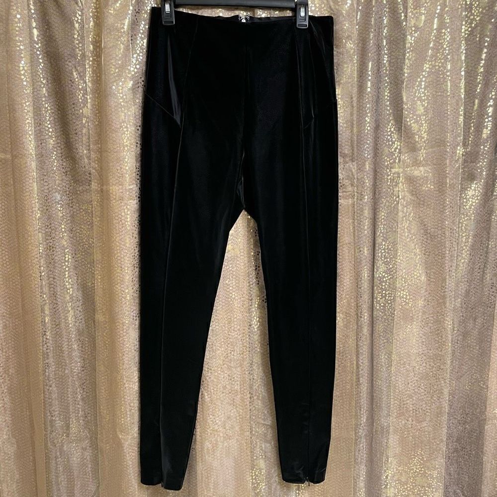 Guess By Marciano High Waisted Myera Reflective Wet Look Black Pants Large